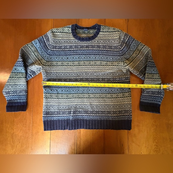 Vintage Men’s Gap Fair Isle Blue Gray Nordic Crew Neck Sweater Size Large 90s L - Picture 4 of 8